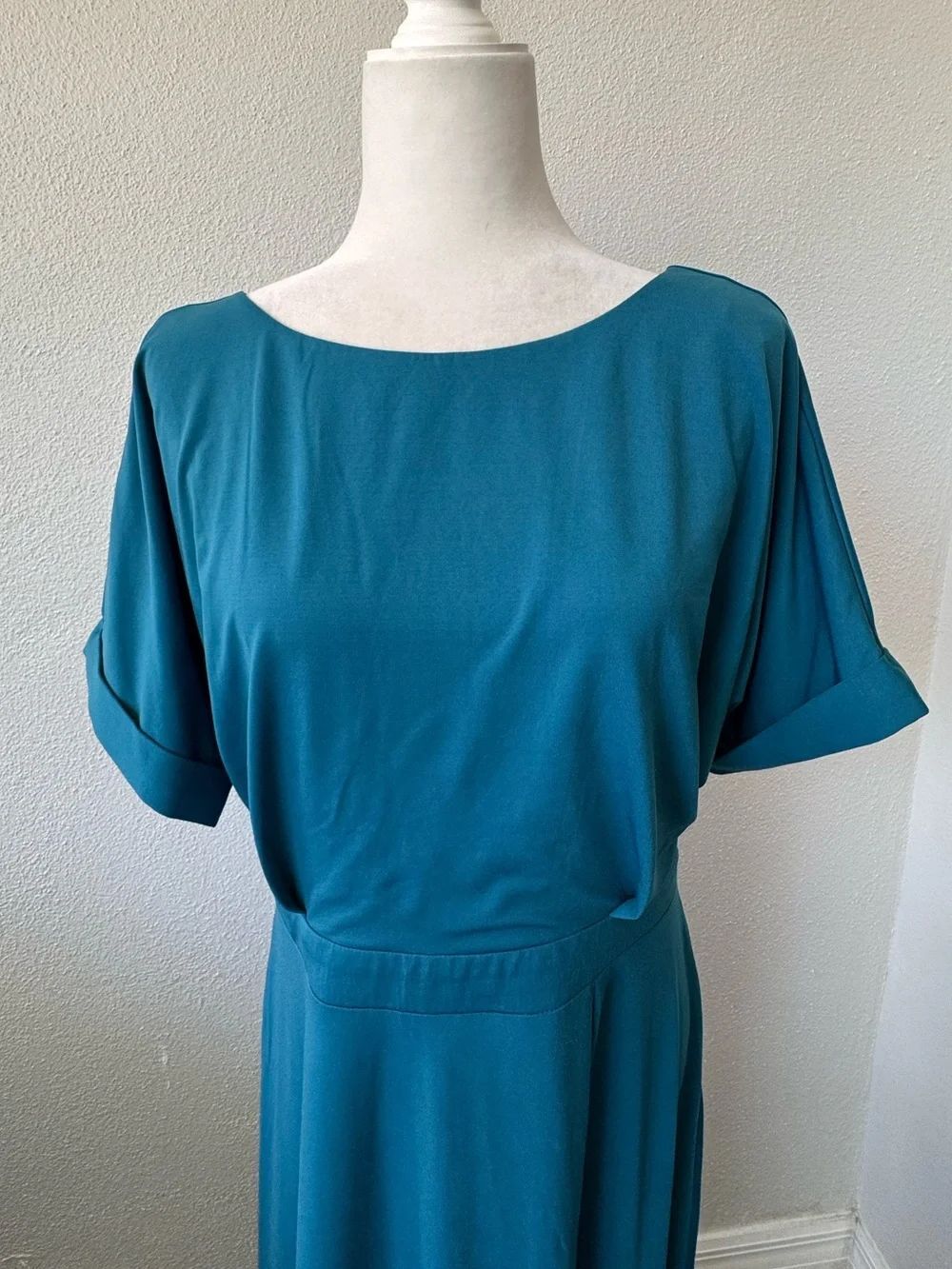 Alexia Admor Lana Midi Dress Turquoise Teal Slit Semi-Formal SZ L NEW - Picture 4 of 15